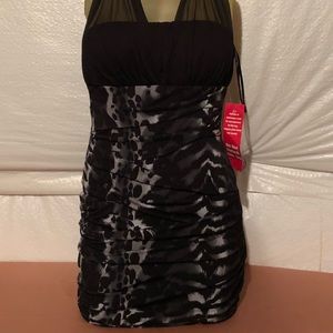 Dark leopard mini dress